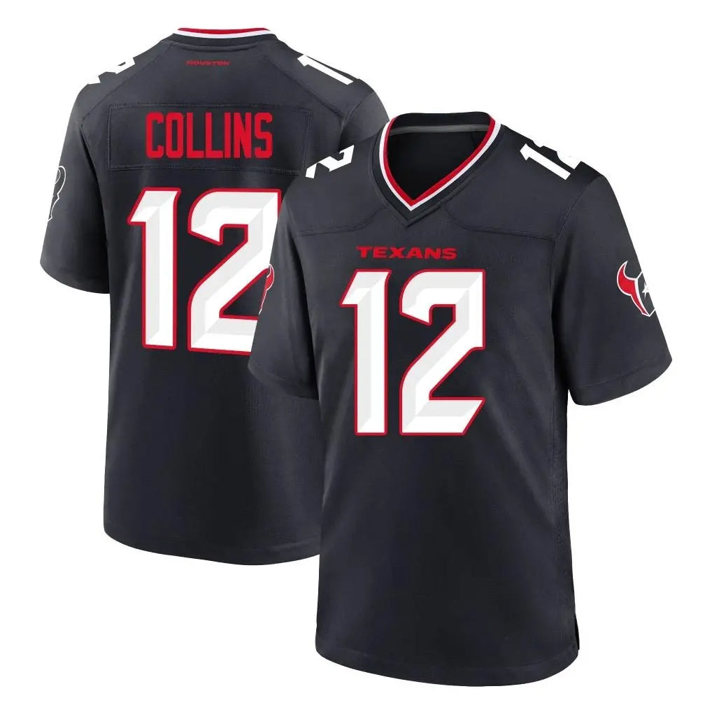 Choea H.Texans #12 Nico Collins Player Navy Team Home Game Stitched Jerseys