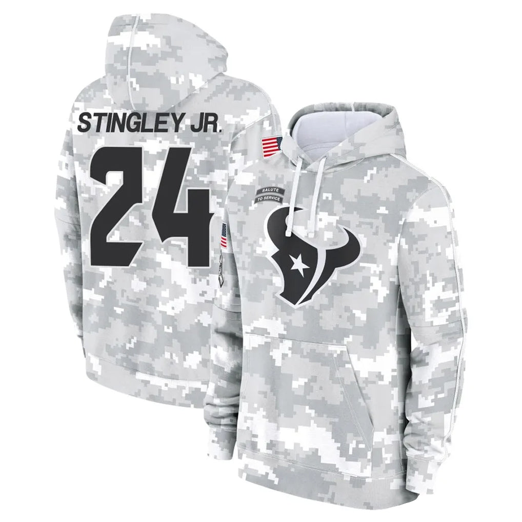 Choea H.Texans #24 Derek Stingley Jr. Player Arctic Camo Salute to Service Hoodies Limited Game Stitched Jerseys