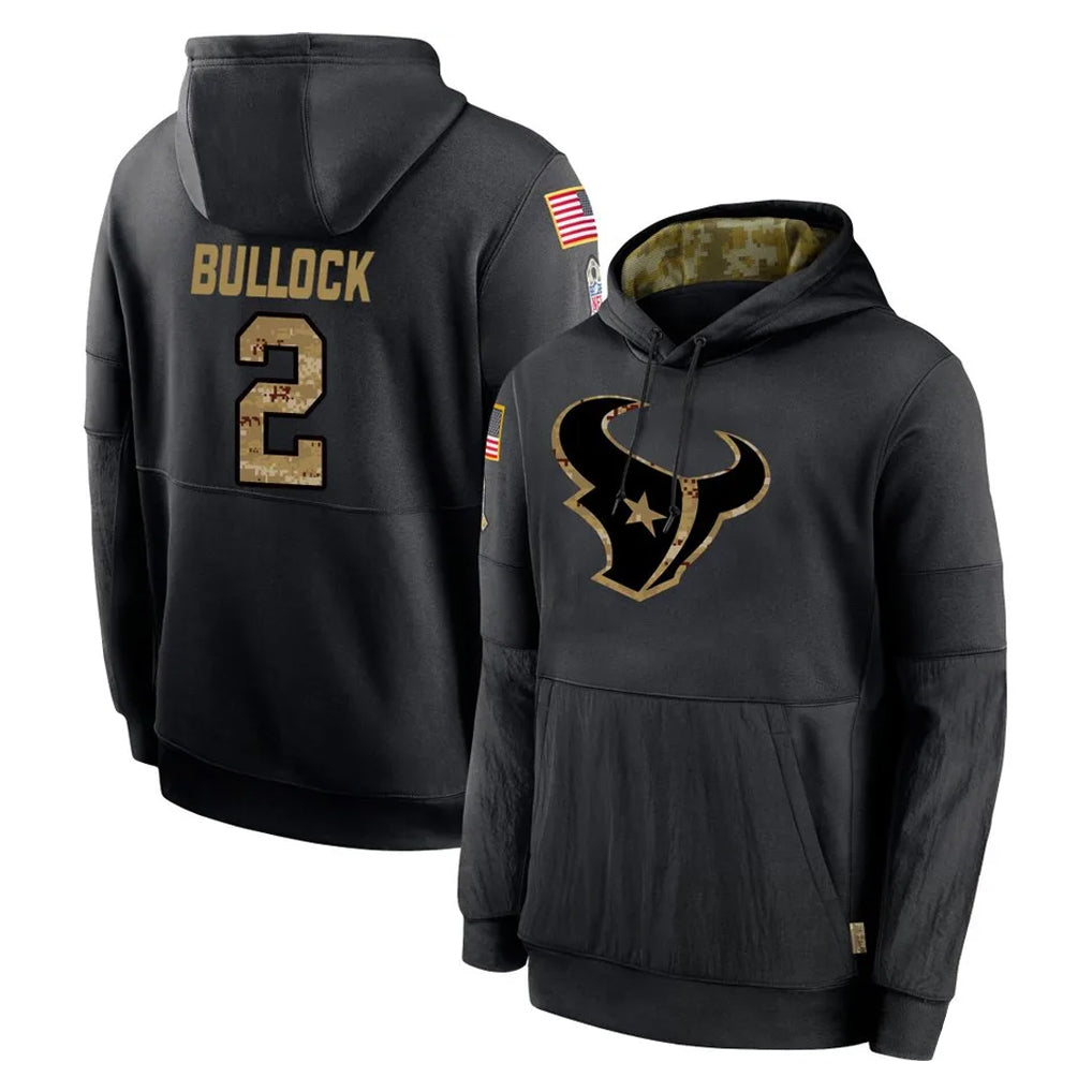 Choea H.Texans #2 Calen Bullock Player Black Salute to Service Hoodies Limited Game Stitched Jerseys