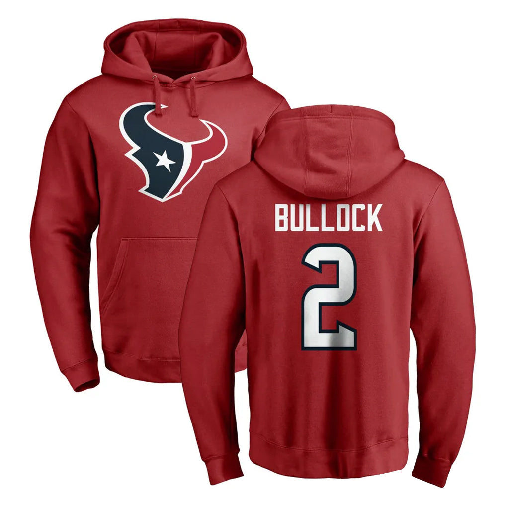 Choea H.Texans #2 Calen Bullock Player Red Pro Line Pullover Hoodie Limited Game Stitched Jerseys