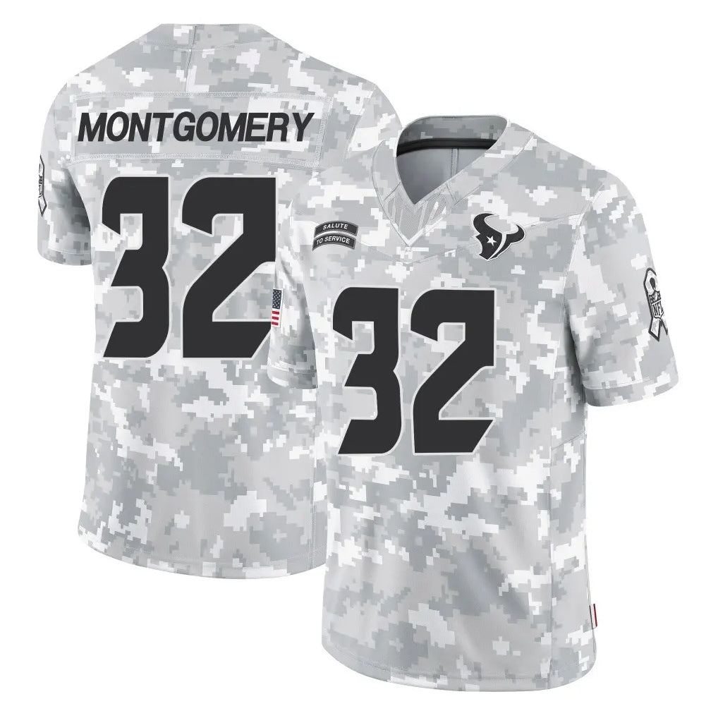 Choea H.Texans #32 David Montgomery Player Arctic Camo Salute To Service Limited Game Stitched Jerseys