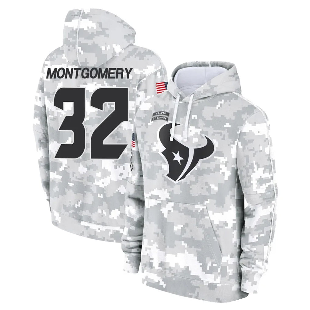 Choea H.Texans #32 David Montgomery Player Arctic Camo Salute to Service Hoodies Limited Game Stitched Jerseys