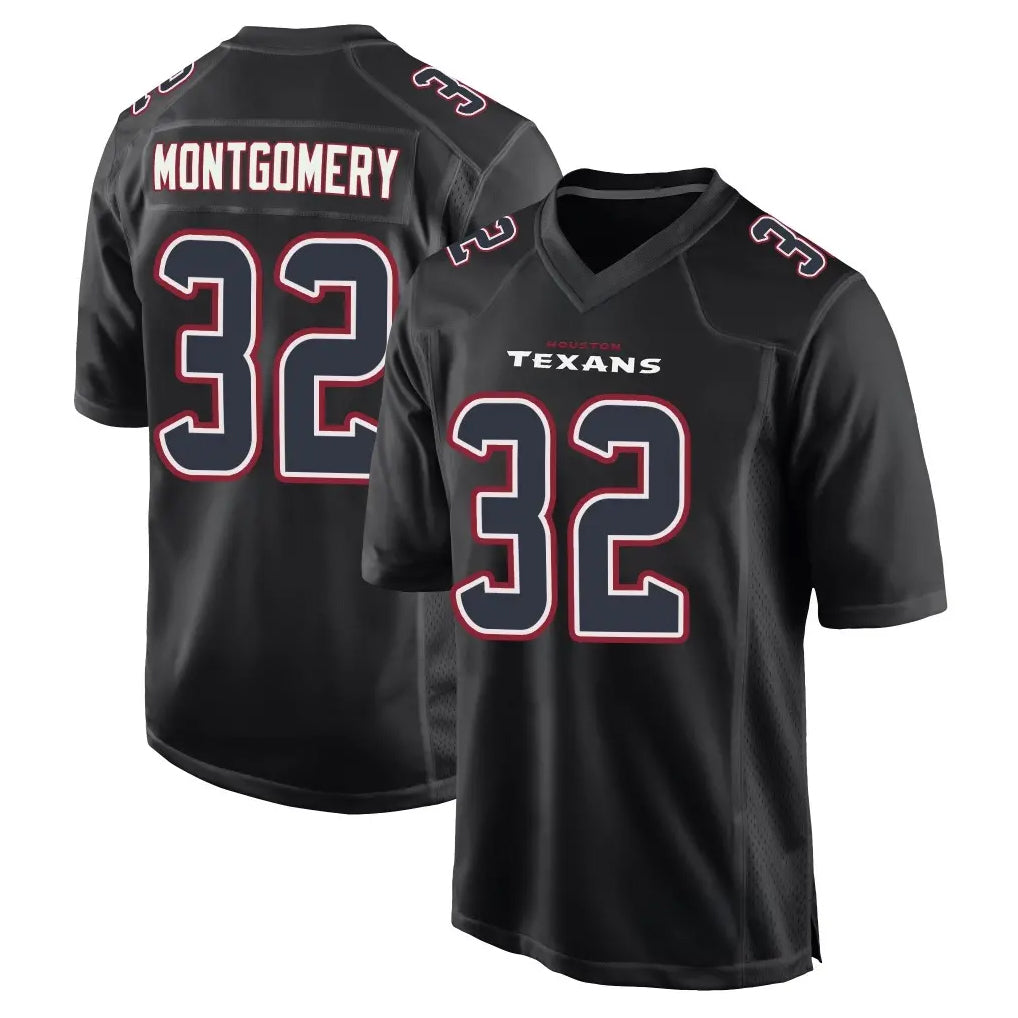 Choea H.Texans #32 David Montgomery Player Black Fashion Home Game Stitched Jerseys