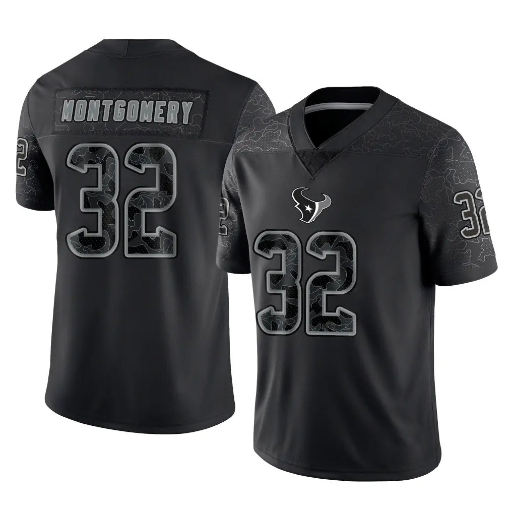 Choea H.Texans #32 David Montgomery Player Black Reflective Limited Game Stitched Jerseys