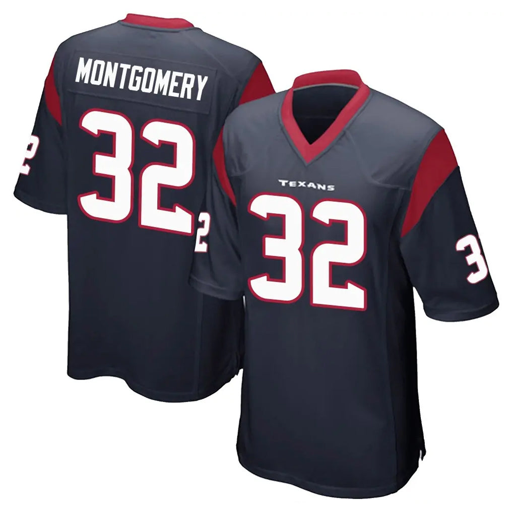 Choea H.Texans #32 David Montgomery Player Navy Home Game Stitched Jerseys