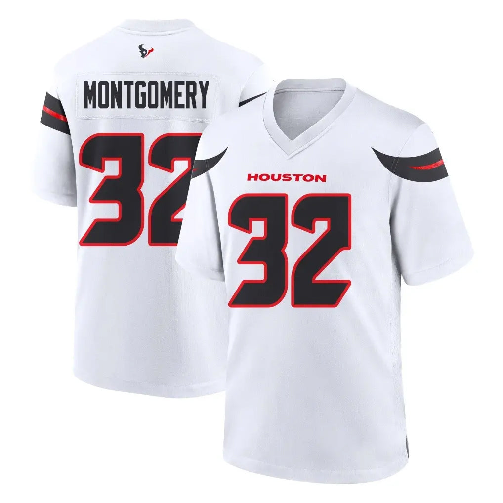 Choea H.Texans #32 David Montgomery Player White Home Game Stitched Jerseys