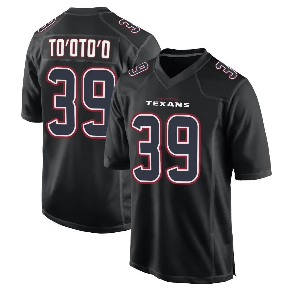 Choea H.Texans #39 Henry To'oTo'o Player Black Fashion Home Game Stitched Jerseys
