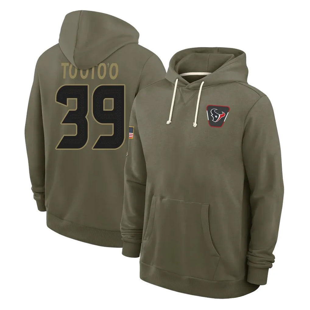 Choea H.Texans #39 Henry To'oTo'o Player Olive Salute to Service Pullover Hoodies Limited Stitched Jerseys