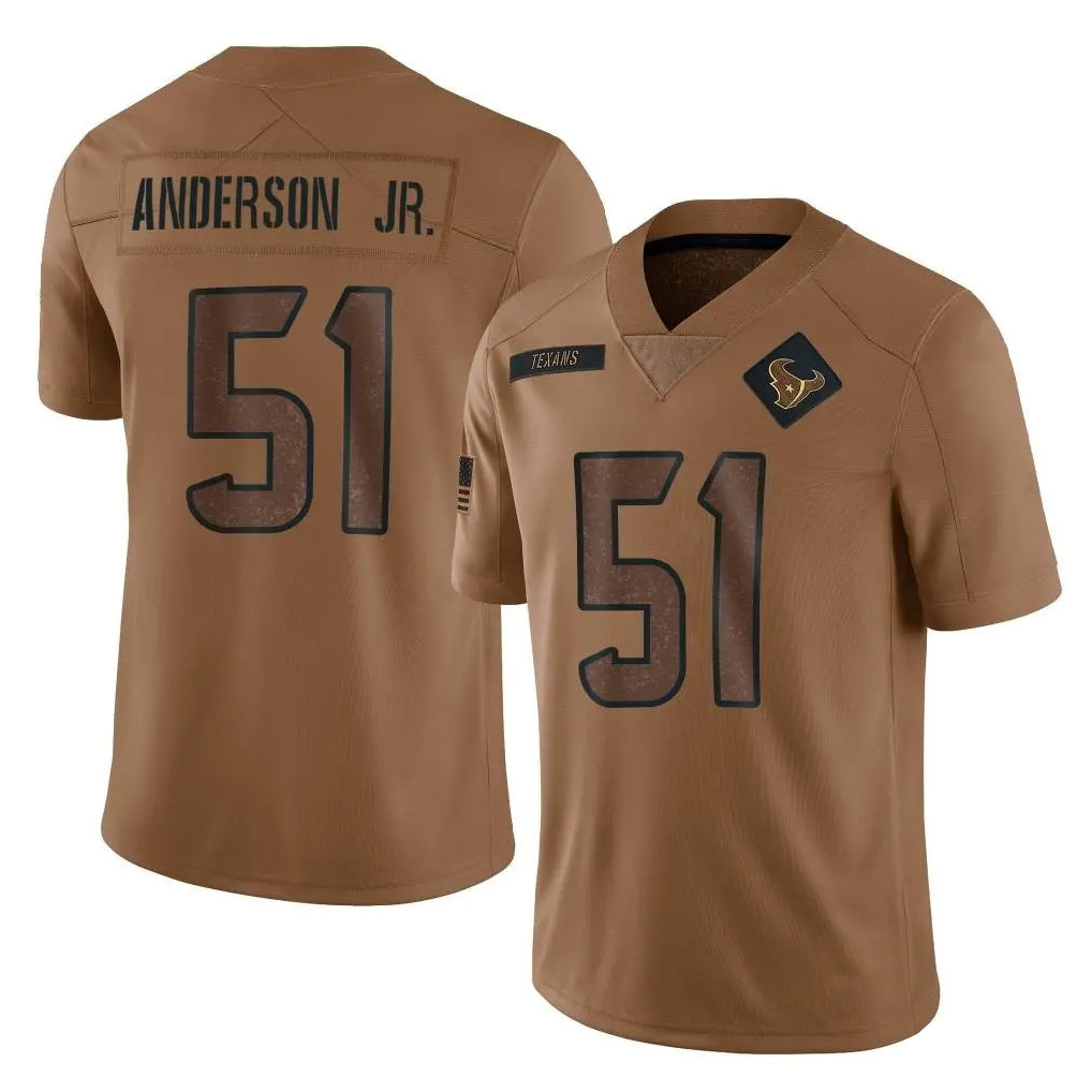 Choea H.Texans #51 Will Anderson Jr. Player Brown Salute To Service Limited Stitched Jerseys