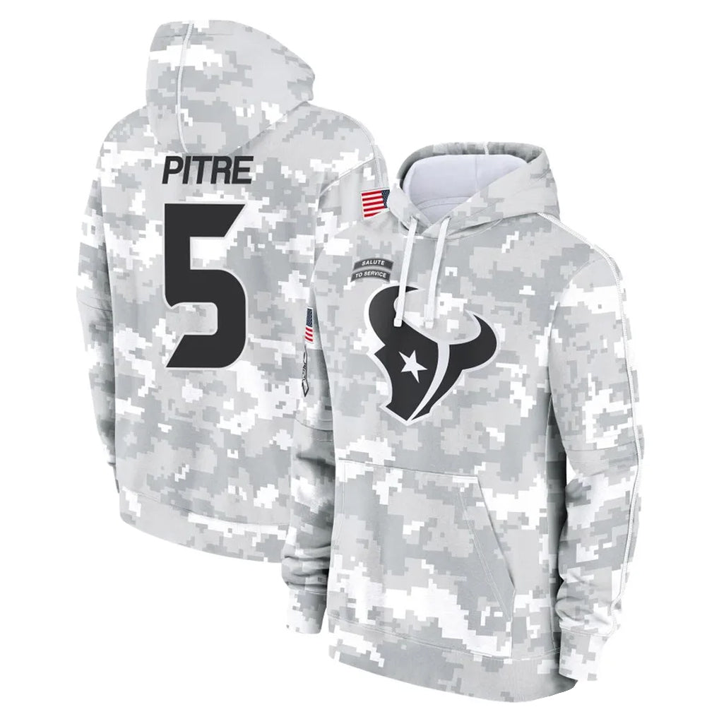Choea H.Texans #5 Jalen Pitre Player Arctic Camo Salute to Service Hoodies Limited Game Stitched Jerseys