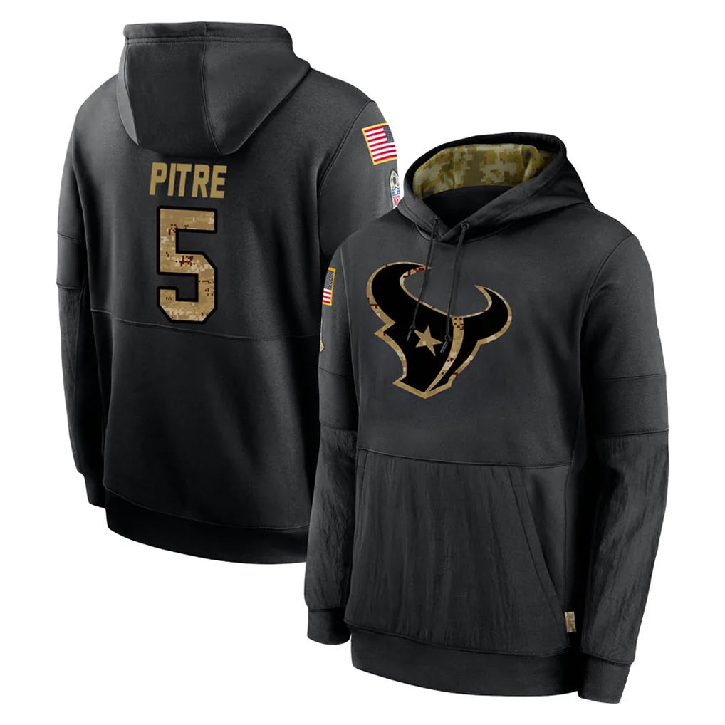 Choea H.Texans #5 Jalen Pitre Player Black Salute to Service Hoodies Limited Game Stitched Jerseys