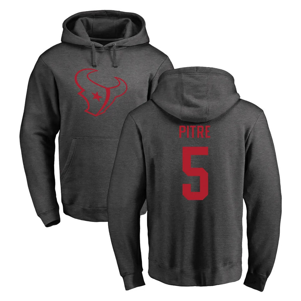Choea H.Texans #5 Jalen Pitre Player Gray Pro Line Pullover Hoodie Limited Game Stitched Jerseys