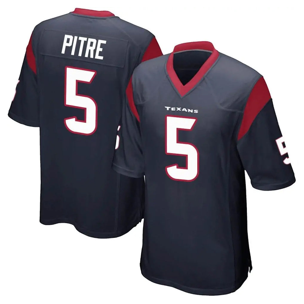 Choea H.Texans #5 Jalen Pitre Player Navy Home Game Stitched Jerseys