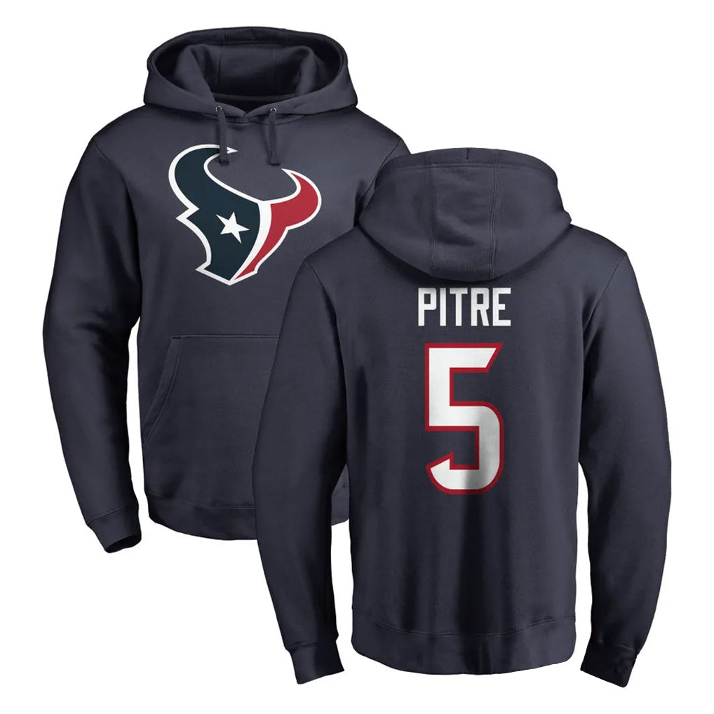Choea H.Texans #5 Jalen Pitre Player Navy Pro Line Pullover Hoodie Limited Game Stitched Jerseys