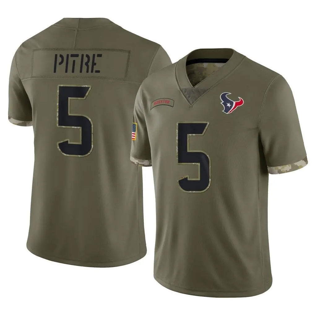 Choea H.Texans #5 Jalen Pitre Player Olive Salute To Service Limited Stitched Jerseys