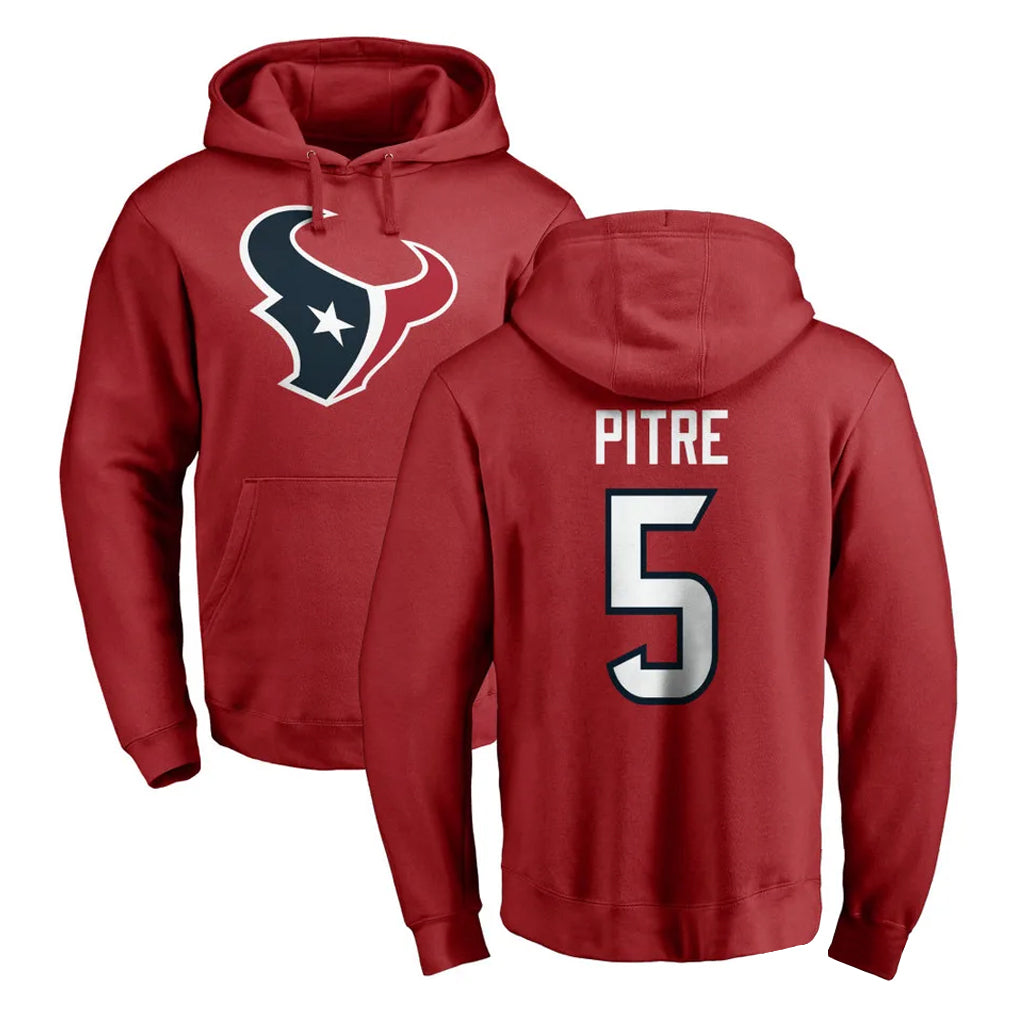 Choea H.Texans #5 Jalen Pitre Player Red Pro Line Pullover Hoodie Limited Game Stitched Jerseys