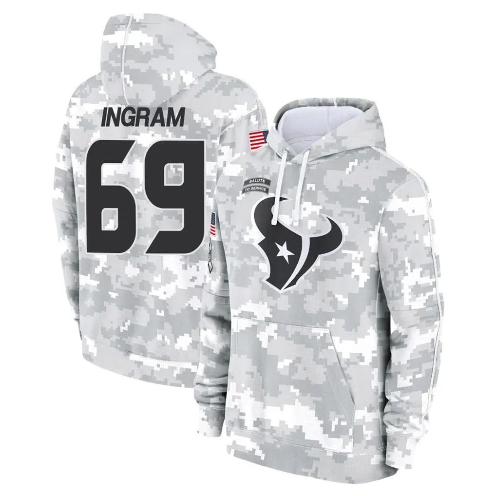 Choea H.Texans #69 Ed Ingram Player Arctic Camo Salute to Service Hoodies Limited Game Stitched Jerseys