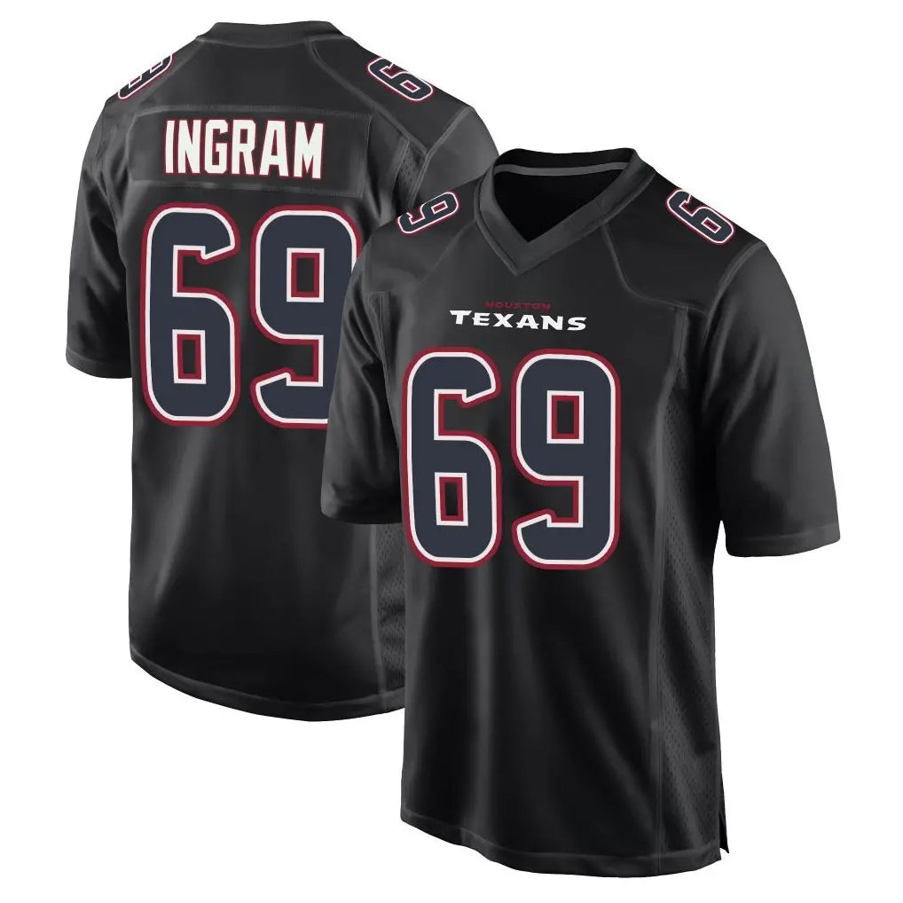 Choea H.Texans #69 Ed Ingram Player Black Fashion Home Game Stitched Jerseys