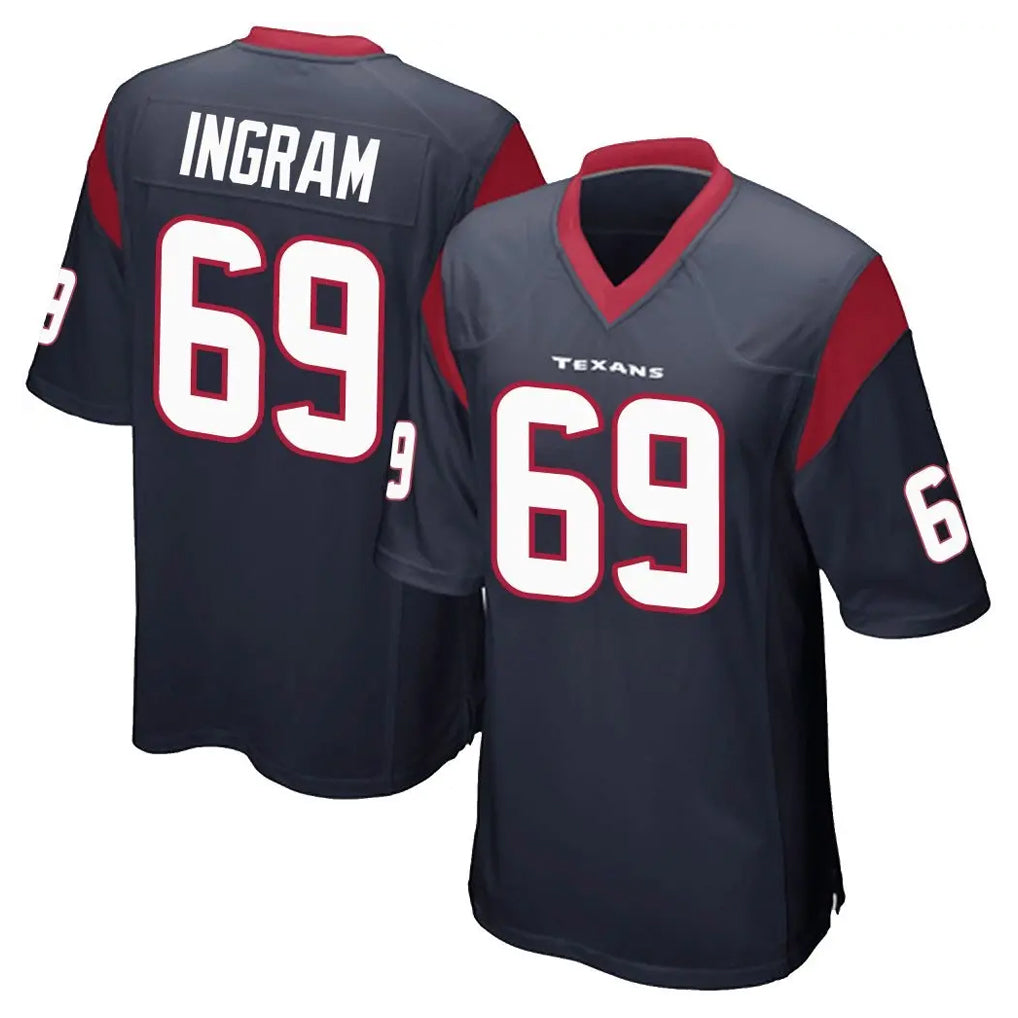 Choea H.Texans #69 Ed Ingram Player Navy Home Game Stitched Jerseys