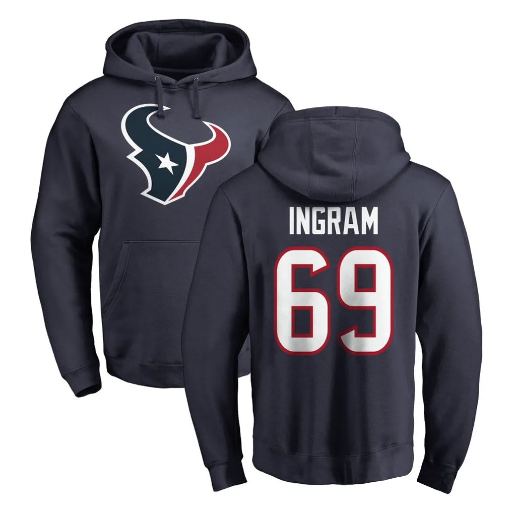 Choea H.Texans #69 Ed Ingram Player Navy Pro Line Pullover Hoodie Limited Game Stitched Jerseys