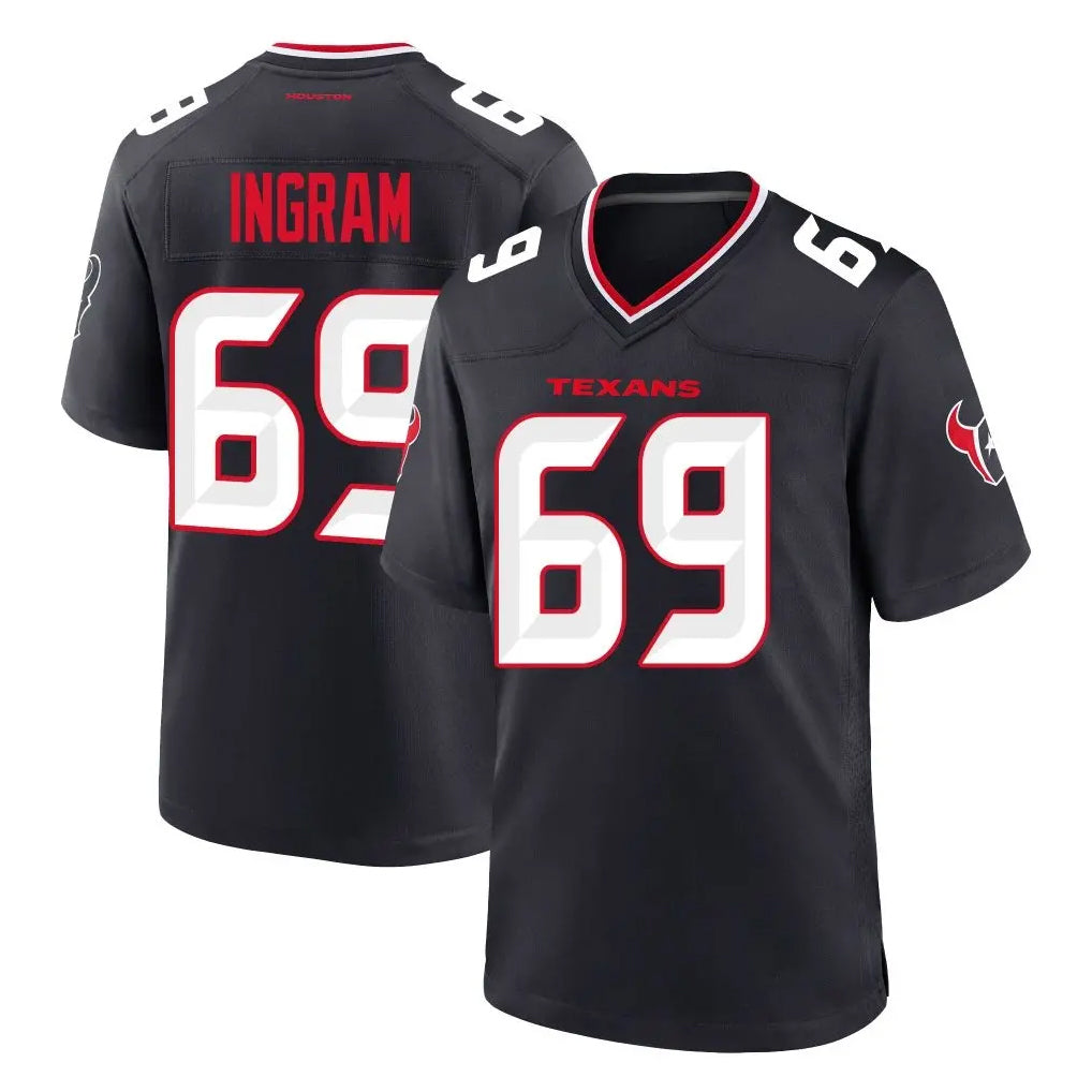 Choea H.Texans #69 Ed Ingram Player Navy Team Home Game Stitched Jerseys