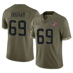 Choea H.Texans #69 Ed Ingram Player Olive Salute To Service Limited Stitched Jerseys