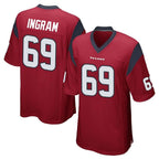 Choea H.Texans #69 Ed Ingram Player Red Home Game Stitched Jerseys
