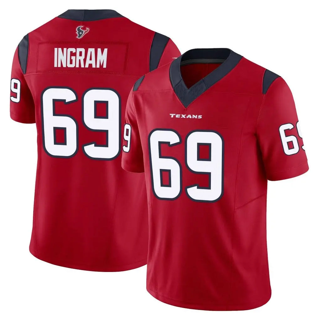 Choea H.Texans #69 Ed Ingram Player Red Limited Vapor F.U.S.E. Home Game Stitched Jerseys