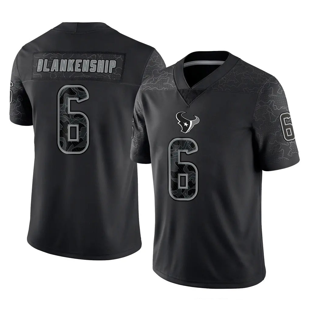 Choea H.Texans #6 Reed Blankenship Player Black Reflective Limited Game Stitched Jerseys