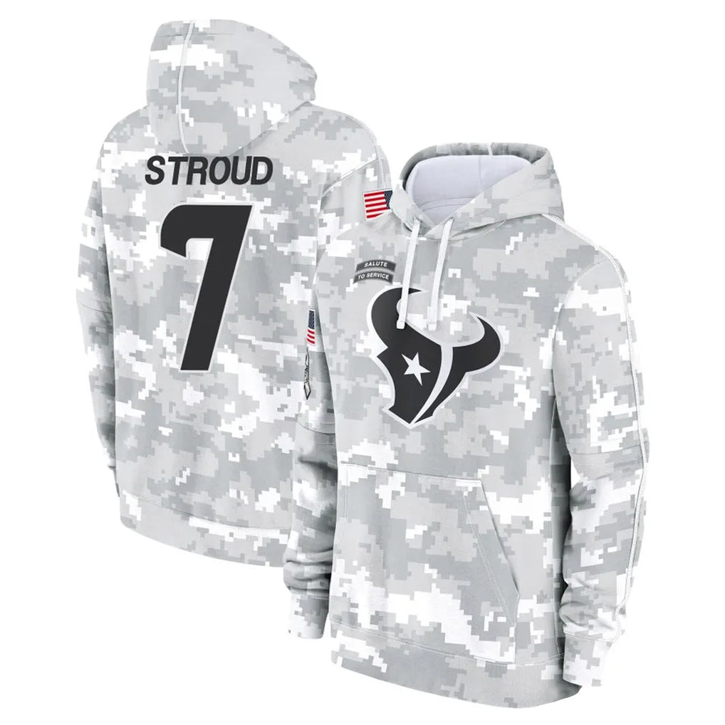 Choea H.Texans #7 CJ Stroud Player Arctic Camo Salute to Service Hoodies Limited Game Stitched Jerseys