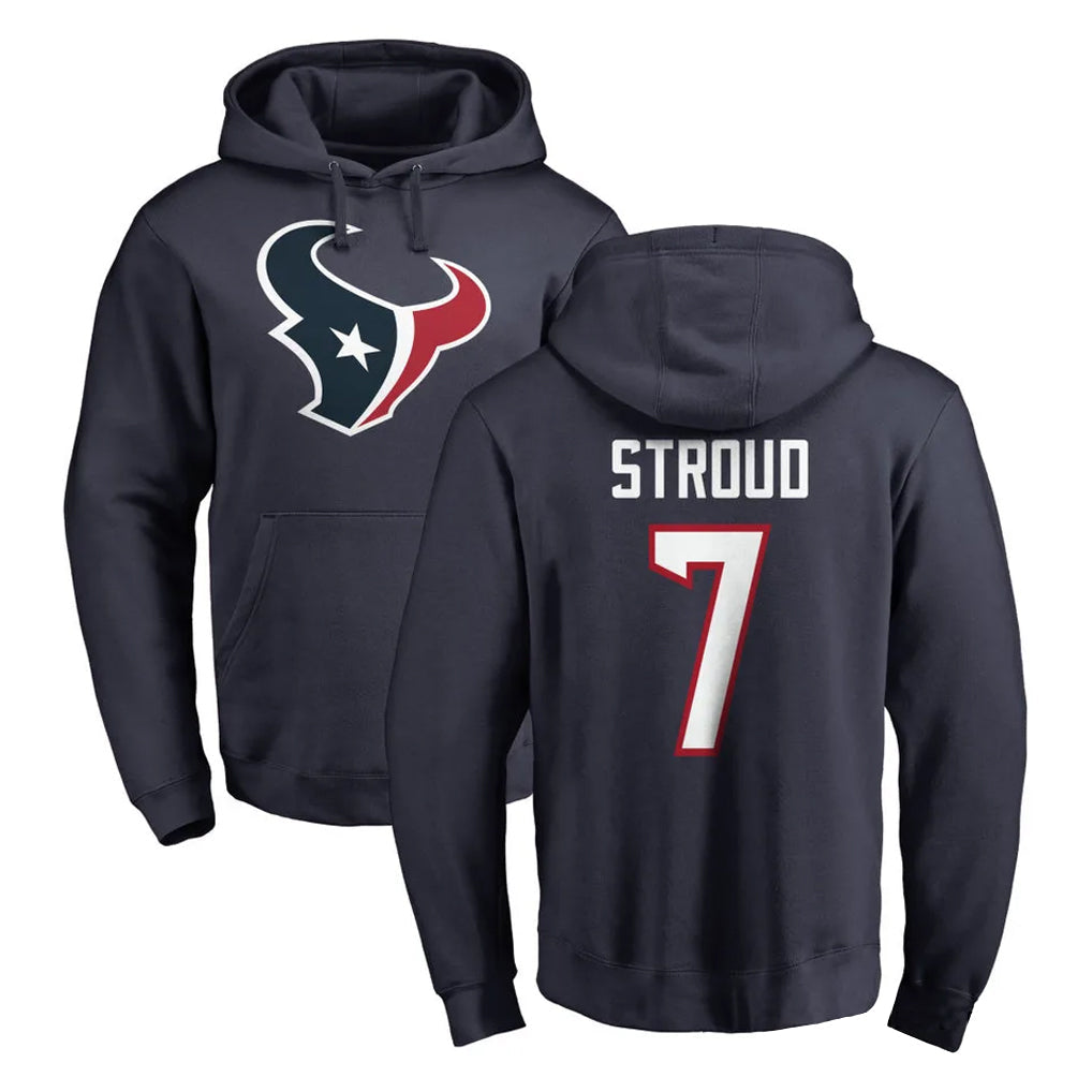 Choea H.Texans #7 CJ Stroud Player Navy Pro Line Pullover Hoodie Limited Game Stitched Jerseys
