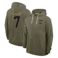 Choea H.Texans #7 CJ Stroud Player Olive Salute to Service Pullover Hoodies Limited Stitched Jerseys