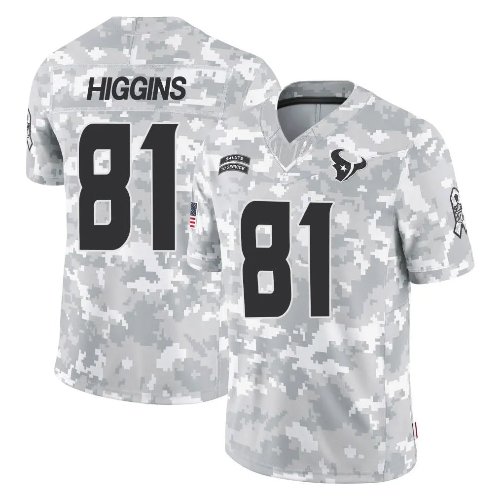 Choea H.Texans #81 Jayden Higgins Player Arctic Camo Salute To Service Limited Game Stitched Jerseys