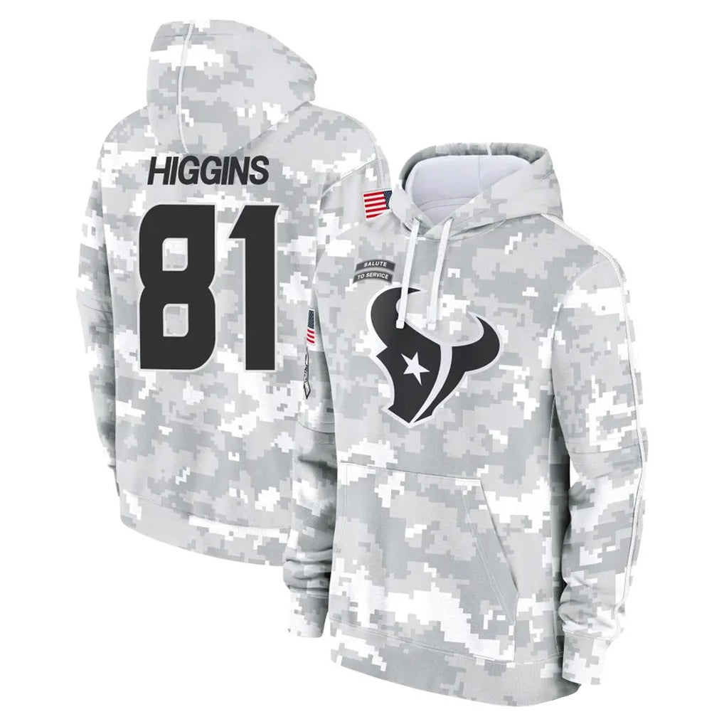 Choea H.Texans #81 Jayden Higgins Player Arctic Camo Salute to Service Hoodies Limited Game Stitched Jerseys