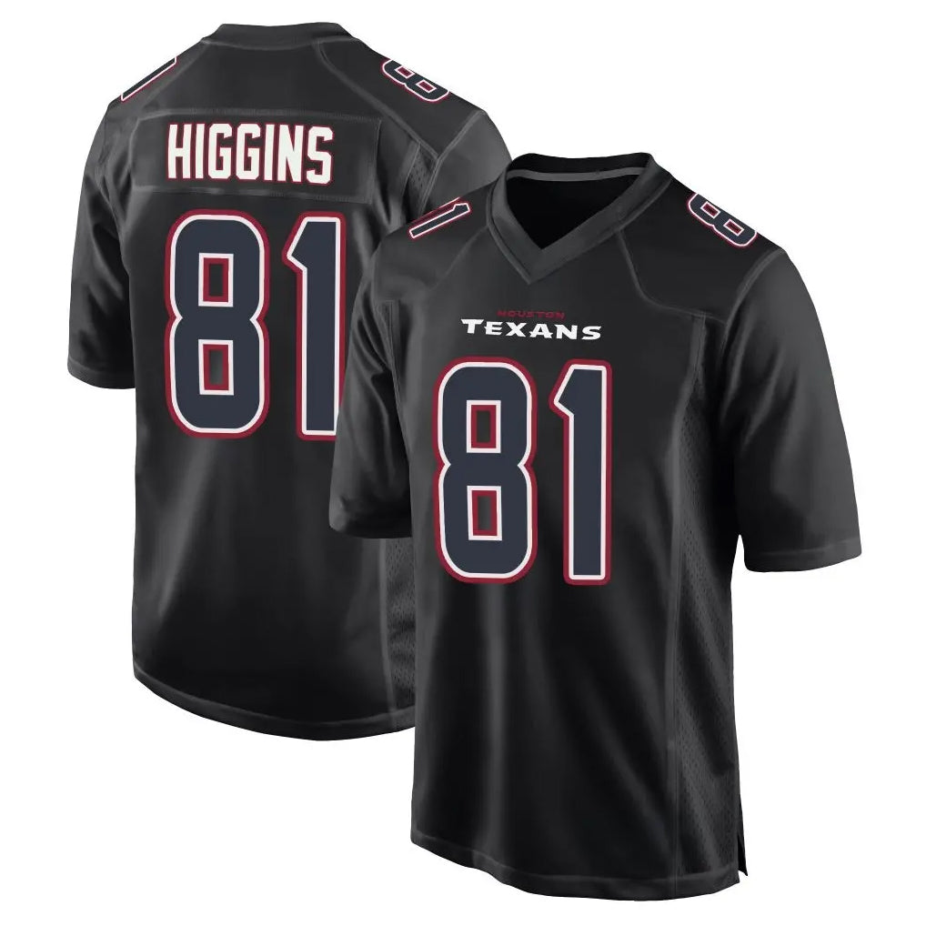 Choea H.Texans #81 Jayden Higgins Player Black Fashion Home Game Stitched Jerseys