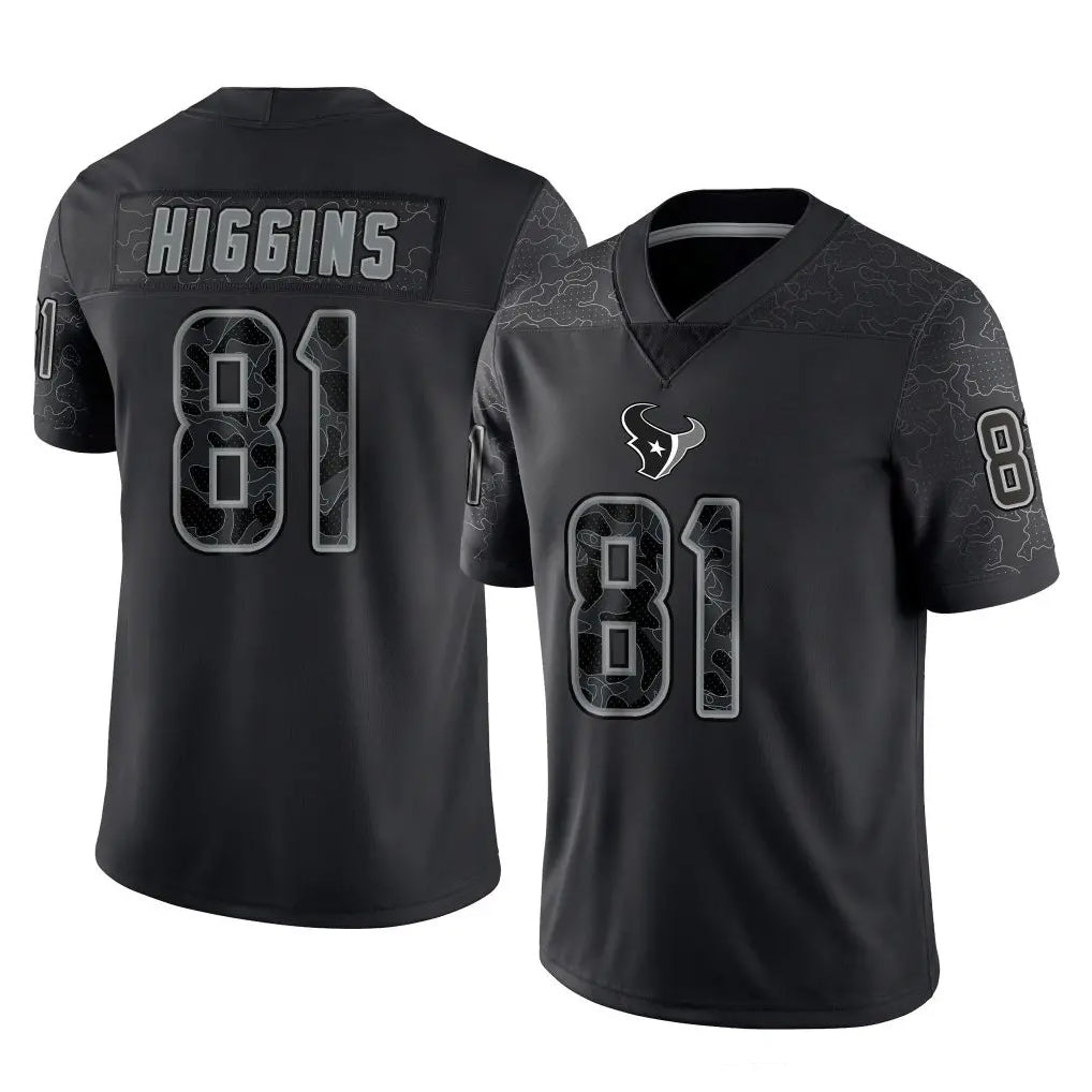 Choea H.Texans #81 Jayden Higgins Player Black Reflective Limited Game Stitched Jerseys
