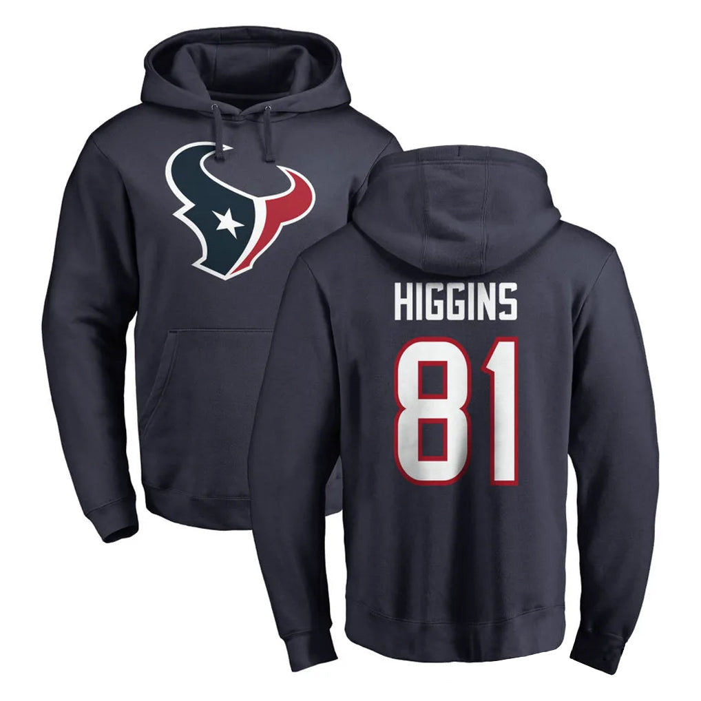 Choea H.Texans #81 Jayden Higgins Player Navy Pro Line Pullover Hoodie Limited Game Stitched Jerseys