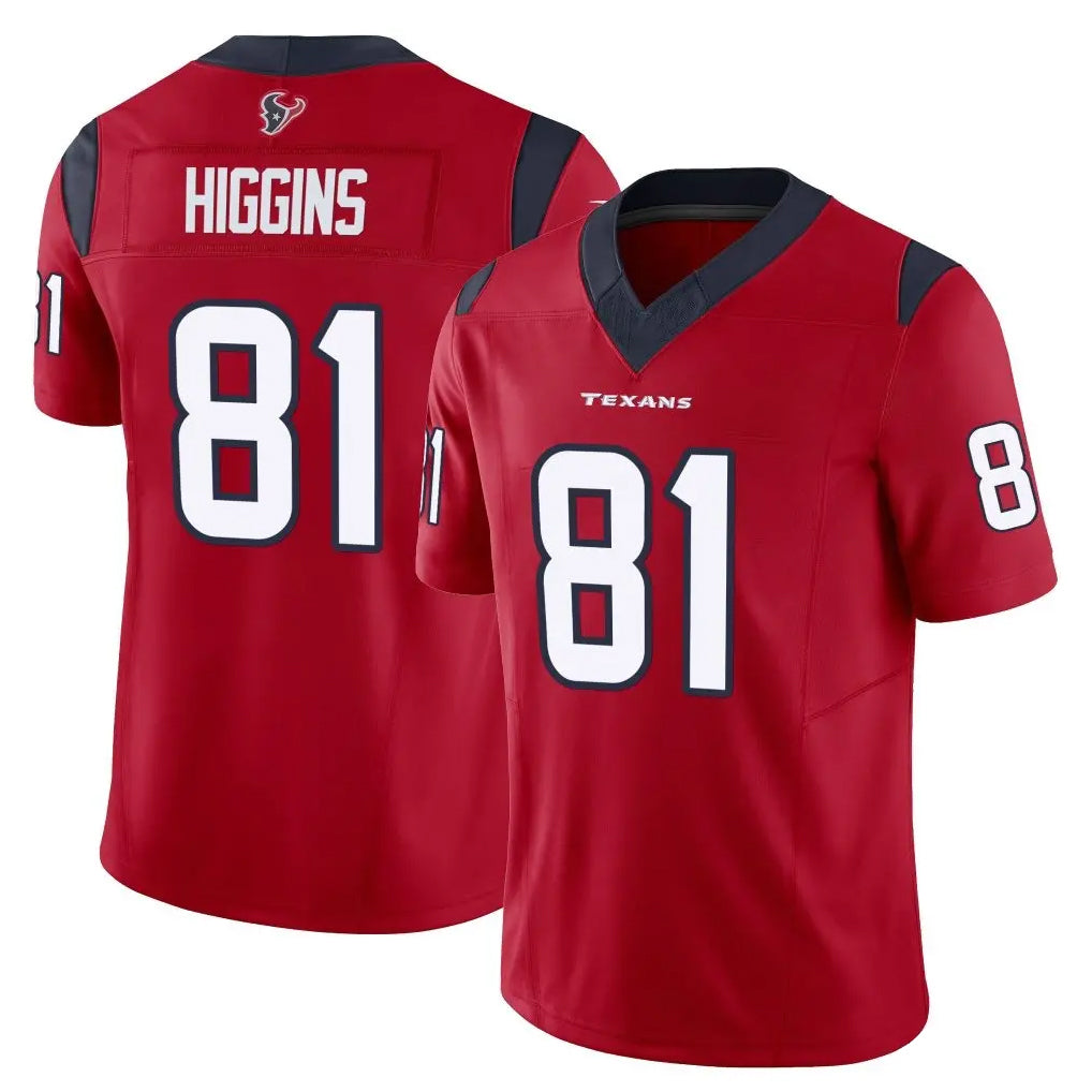 Choea H.Texans #81 Jayden Higgins Player Red Limited Vapor F.U.S.E. Home Game Stitched Jerseys