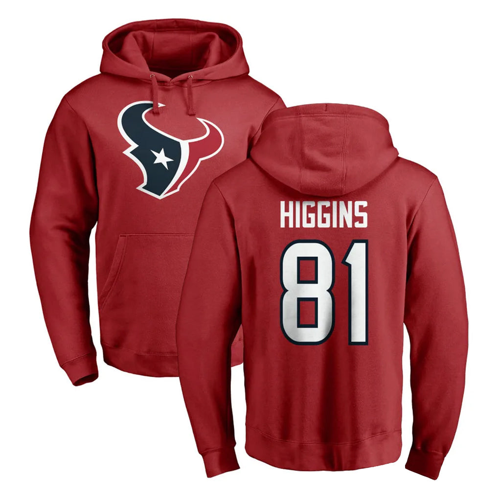 Choea H.Texans #81 Jayden Higgins Player Red Pro Line Pullover Hoodie Limited Game Stitched Jerseys