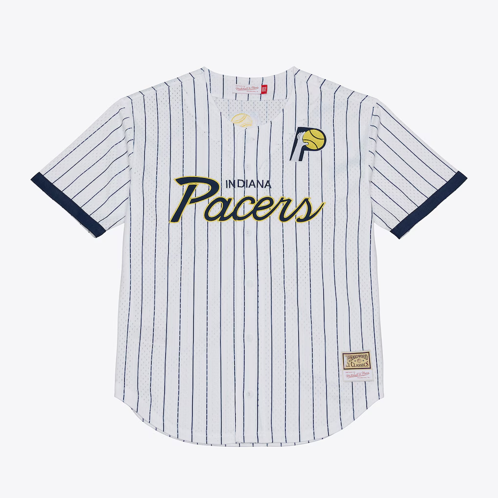 Choea I.Pacers Mitchell & Ness White Head Coach Pinstripe Mesh Full-Button Baseball Jerseys