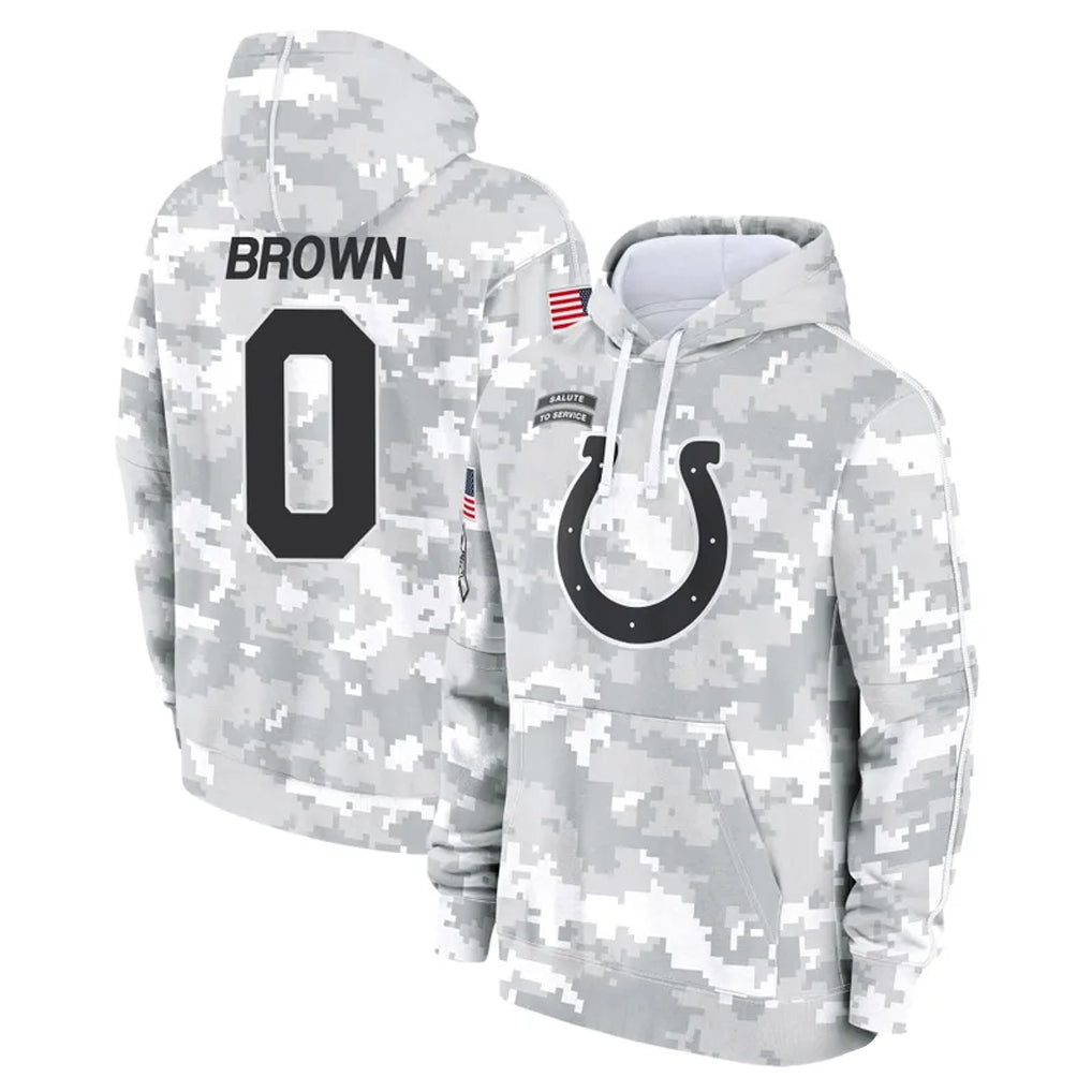 Choea IN.Colts #0 Pharaoh Brown Player Arctic Camo Salute to Service Hoodies Limited Game Stitched Jerseys