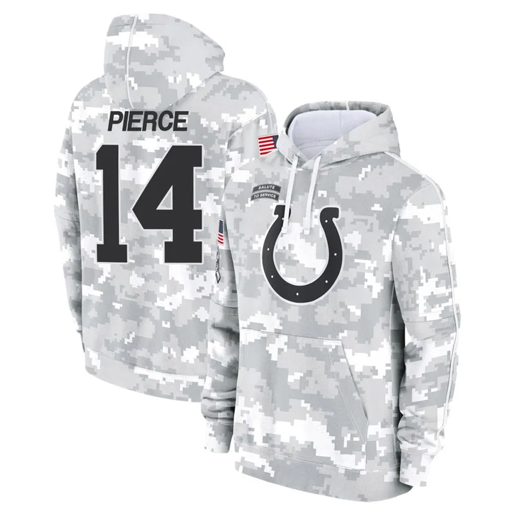 Choea IN.Colts #14 Alec Pierce Player Arctic Camo Salute to Service Hoodies Limited Game Stitched Jerseys