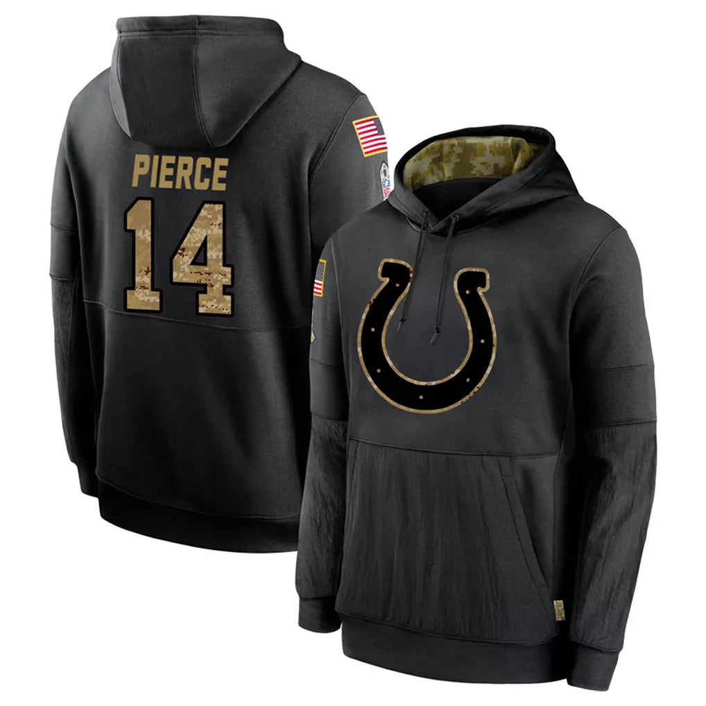 Choea IN.Colts #14 Alec Pierce Player Black Salute to Service Hoodies Limited Game Stitched Jerseys