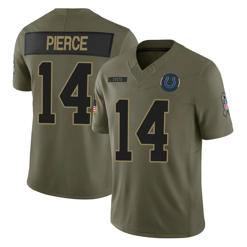 Choea IN.Colts #14 Alec Pierce Player Olive 2025 Salute To Service Limited Game Stitched Jerseys