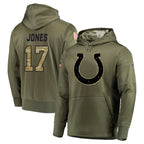 Choea IN.Colts #17 Daniel Jones Player Olive Salute to Service Pullover Hoodies Home Game Stitched Jerseys