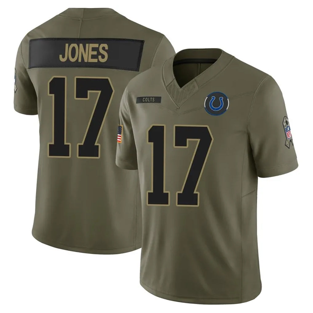 Choea IN.Colts #17 Daniel Jones Player Salute to Service Limited Olive Stitched Jerseys