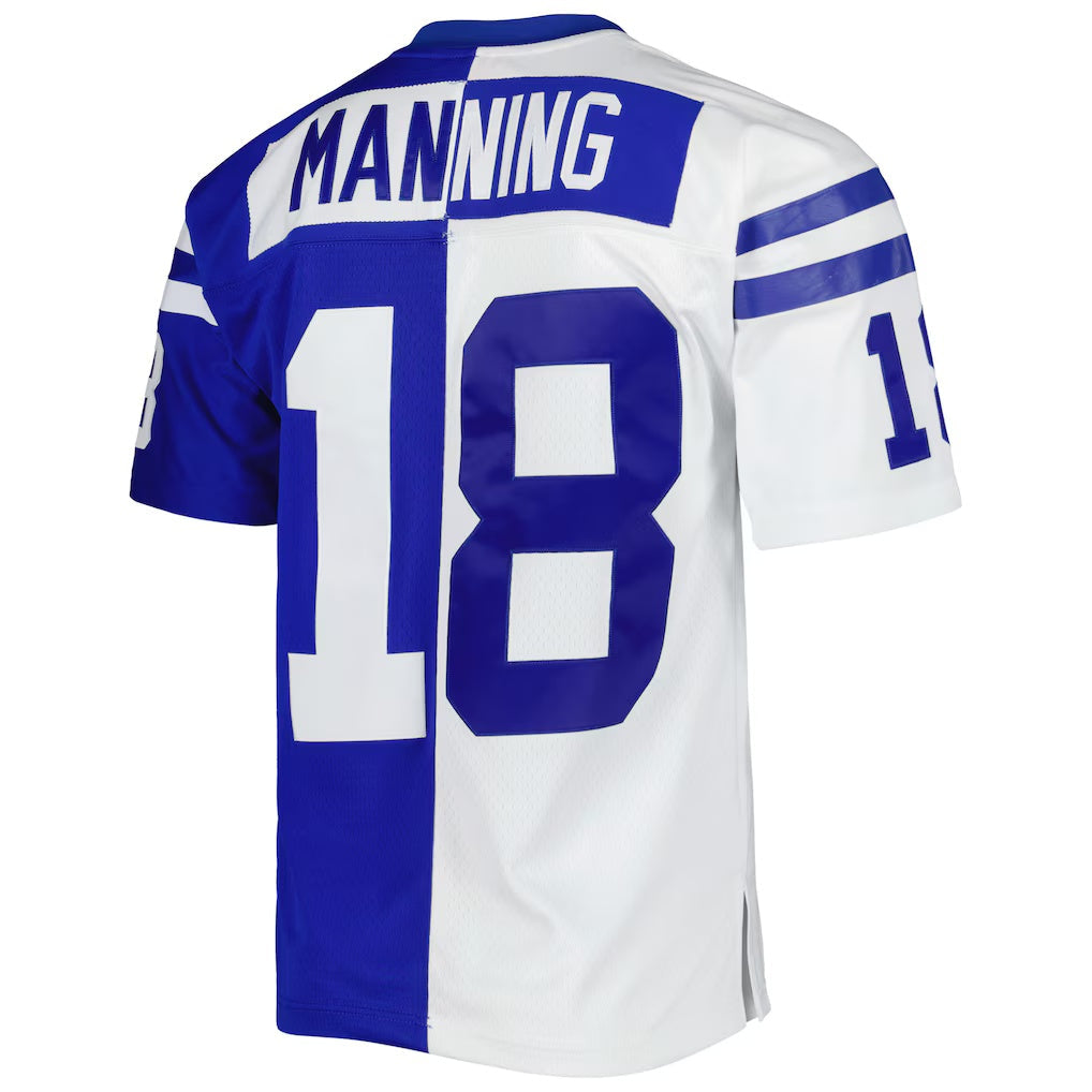 Choea IN.Colts #18 Peyton Manning Mitchell & Ness Royal-White Split Legacy Replica Stitched Jerseys