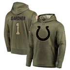 Choea IN.Colts #1 Sauce Gardner Player Olive Salute to Service Pullover Hoodies Home Game Stitched Jerseys