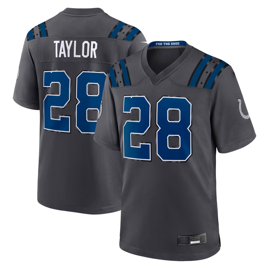 Choea IN.Colts #28 Jonathan Taylor Anthracite 2026 Rivalries Collection Game Stitched Jerseys