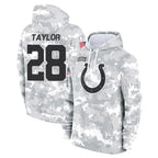 Choea IN.Colts #28 Jonathan Taylor Player Arctic Camo Salute to Service Hoodies Limited Game Stitched Jerseys